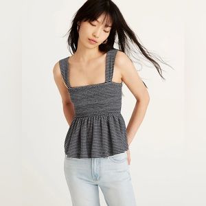 Madewell Texture & Thread Smocked Striped Peplum Tank